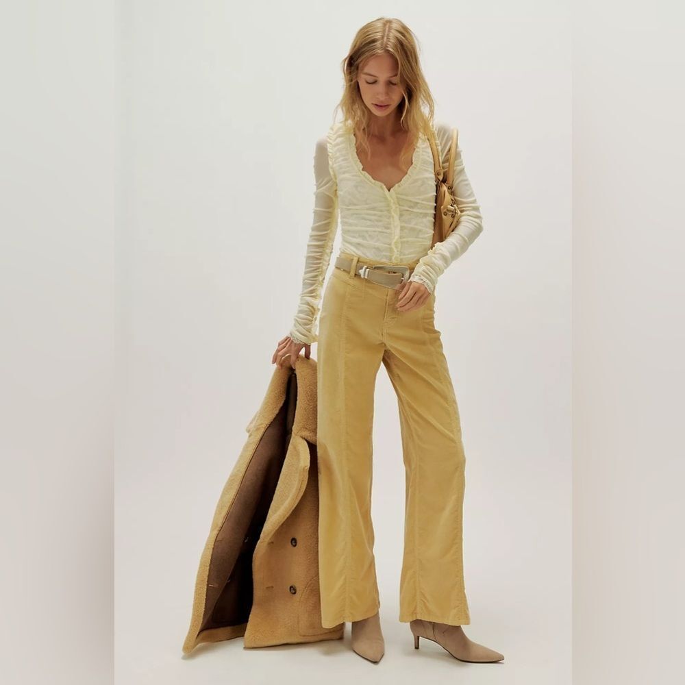 NWT Free People We The Free Libre Cord Wide-Leg Jeans in Fall Leaf